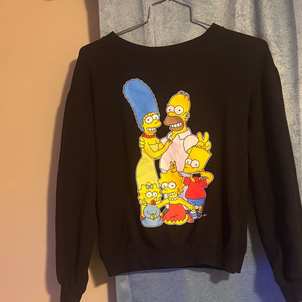 Warner Bros. Black Sweater with Cartoon Family Design